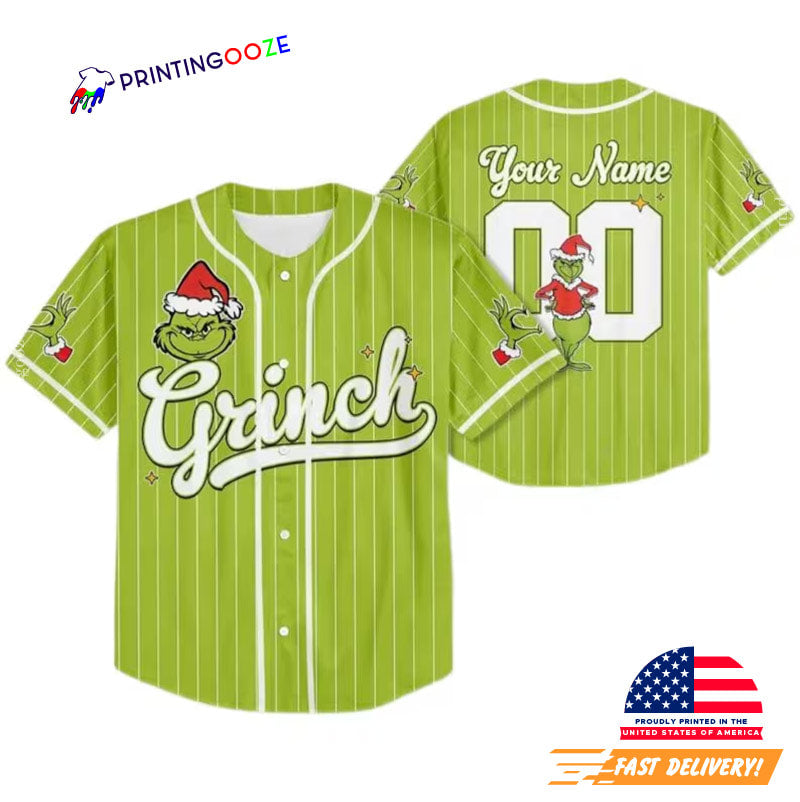 Custom The Grinch Green Guy Christmas Baseball Jersey