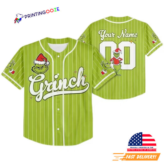 Custom The Grinch Green Guy Christmas Baseball Jersey