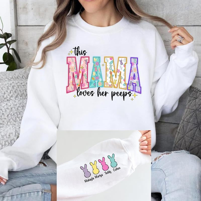 Custom This MAMA Loves Her Peeps Sweatshirt, Funny Easter Sweatshirt, Easter Sweatshirt for Women, Womens Easter Gift,...