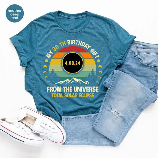Custom Total Solar Eclipse Birthday T-Shirt, April 8th 2024 Birthday Party Tee,Eclipse Viewing Shirt,Retro Eclipse Tee,...