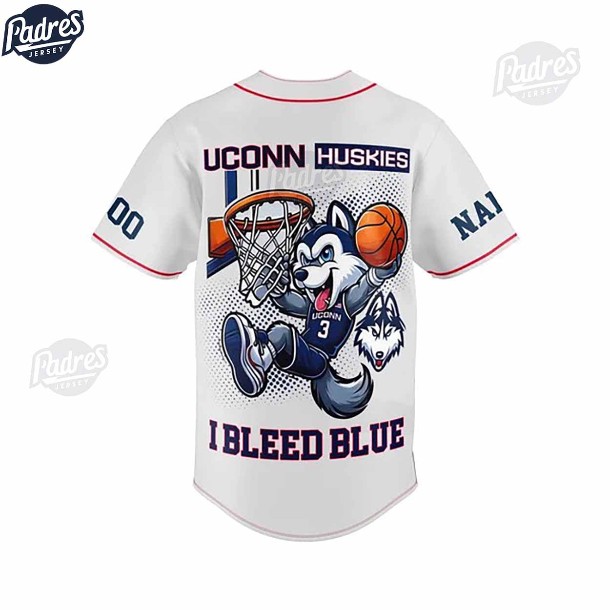 Custom Uconn Huskies 2024 Basketball Baseball Jersey - Padres Jersey Oasis: Elevate Your Baseball Style Game... (Image 3)