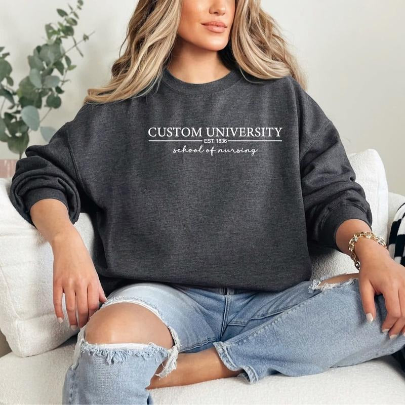 Custom University Sweatshirt, Custom College Hoodie, Personalized School Sweatshirt Custom Design University Sweatshirt...