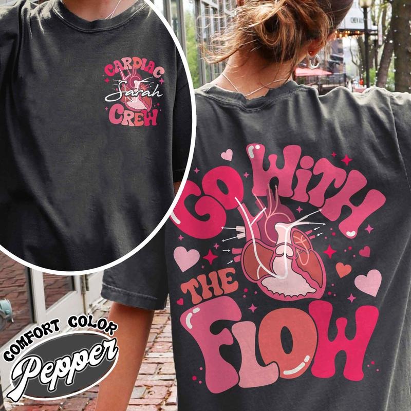 Custom Valentine CVICU Cardiac Nurse Heart Flow Anatomy Shirt, Custom Cath Lab RN Valentine T-Shirt, CCU Valentine Shirt,...