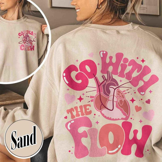 Custom Valentine CVICU Cardiac Nurse Heart Flow Anatomy Sweatshirt, Custom Cath Lab RN Valentine Sweatshirt, CCU...