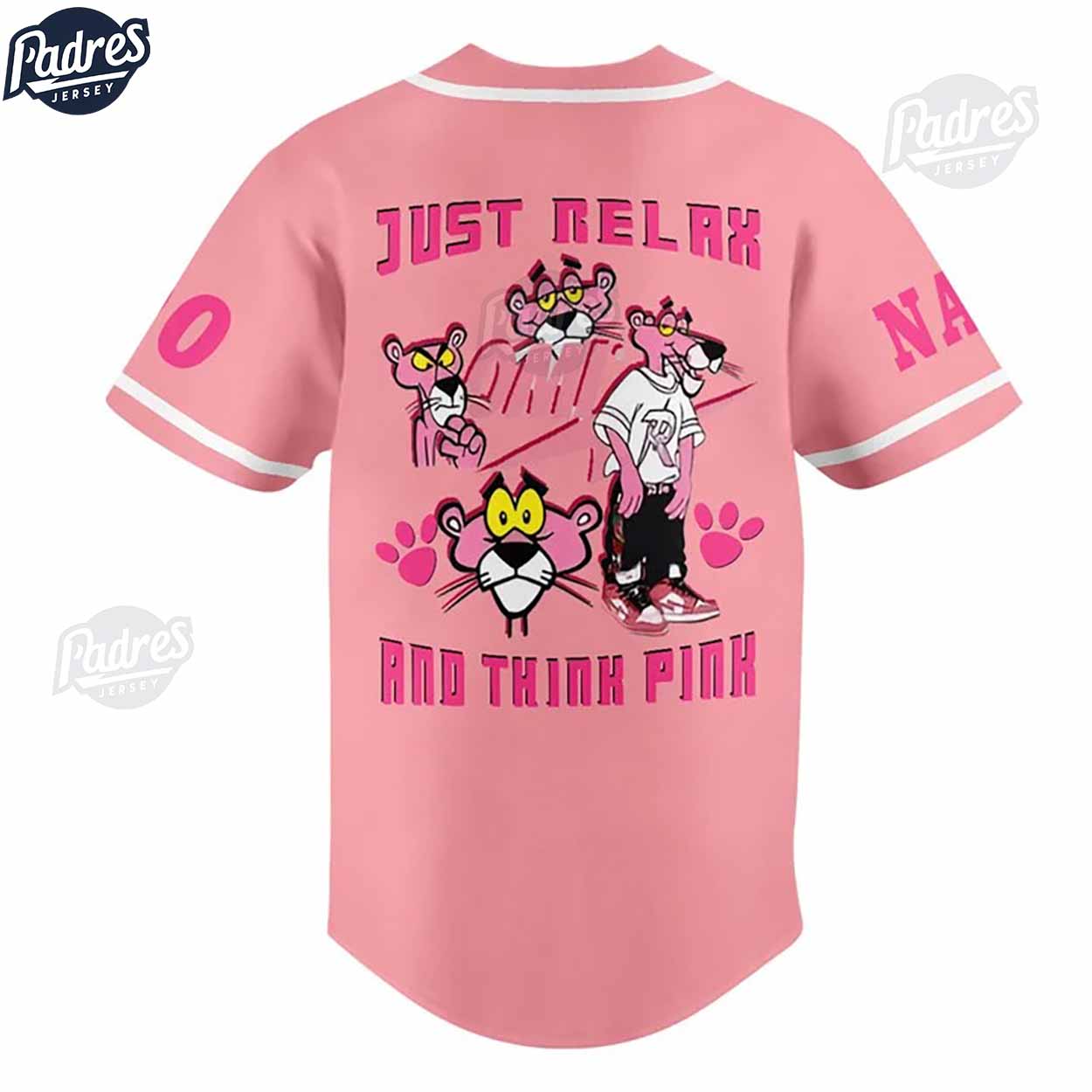 Custom Valentine Pink Panther Baseball Jersey - Padres Jersey Oasis: Elevate Your Baseball Style Game T-Shirts,... (Image 3)