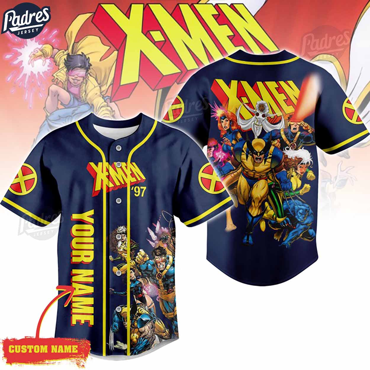 Custom X-Men 97 Baseball Jersey For Fans - Padres Jersey Oasis: Elevate Your Baseball Style Game T-Shirts,... (Image 1)
