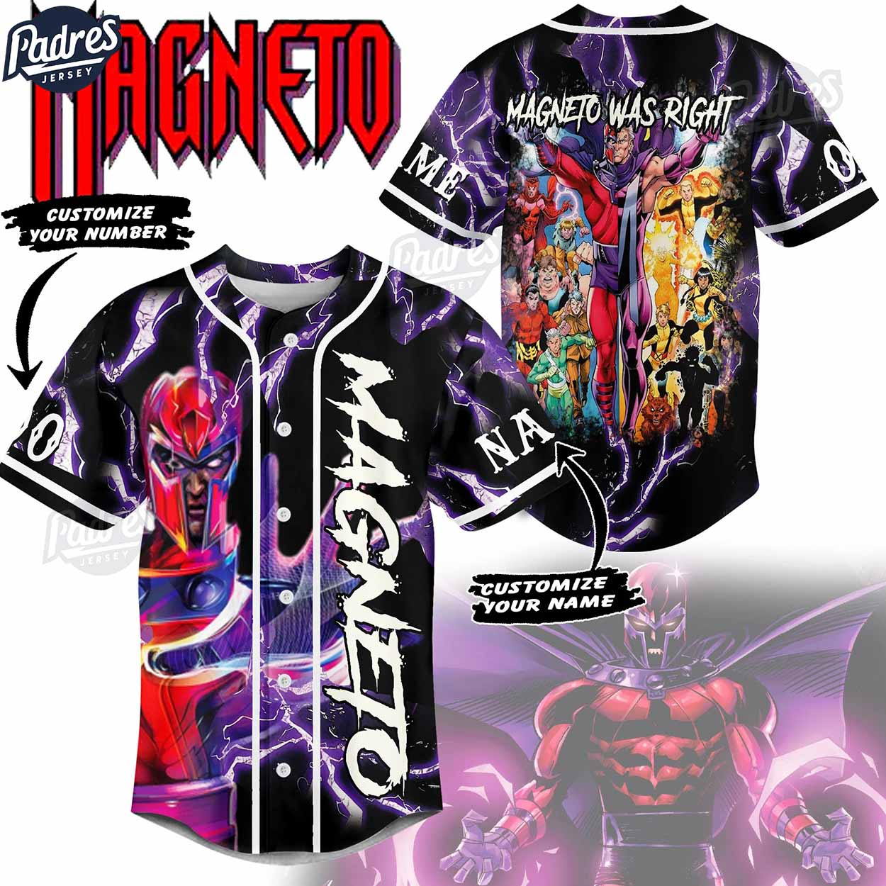 Custom X-Men 97 Magneto Baseball Jersey Style - Padres Jersey Oasis: Elevate Your Baseball Style Game T-Shirts,... (Image 1)