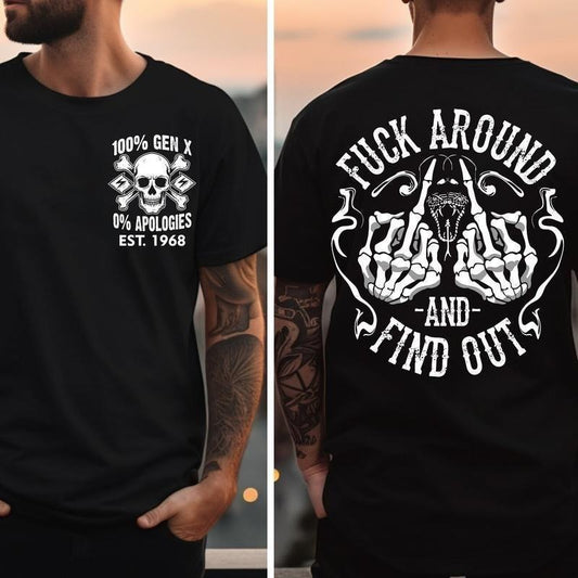 Custom Year Fuck Around And Find Out T-shirt Skeleton Heart Sweasthirt Skeleton Fuck Hoodie Adult Humor Shirt Double...