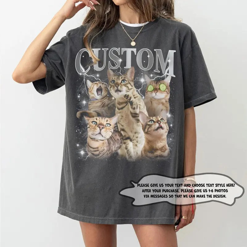 Custom Your Pet T-Shirt, Personalized Pet T-Shirt, Vintage Custom Cat Shirt, Custom Photo Shirt, Pet Photo Shirt, Ideal...