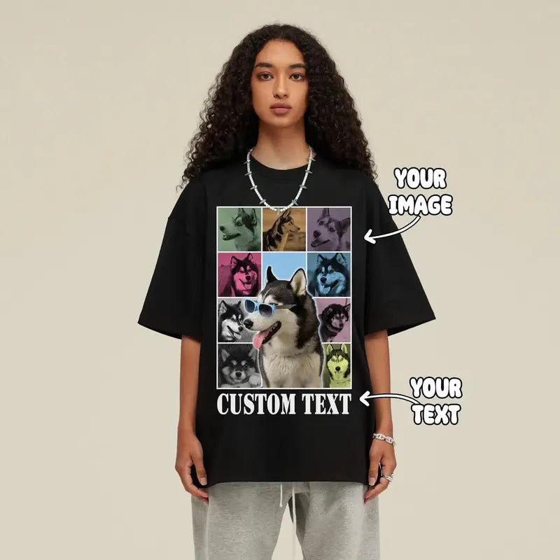 Custom pet rap t-shirt, personalized dog unisex t-shirt, custom retro t-shirt, dog photo t-shirt, pet owner gift, pet...