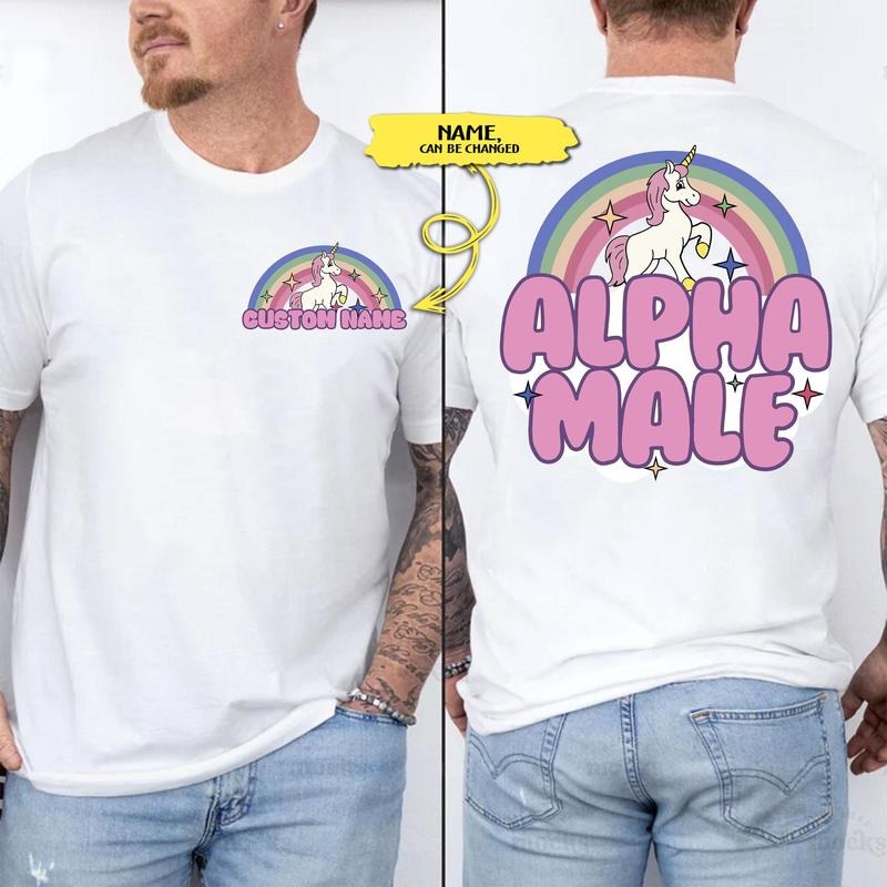 Custome Alpha Male Unicorn Rainbow, Funny Unisex Tshirt, Offensive Shirt, Weird Shirt Hoodie, Sweatshirt | WearSparks.com