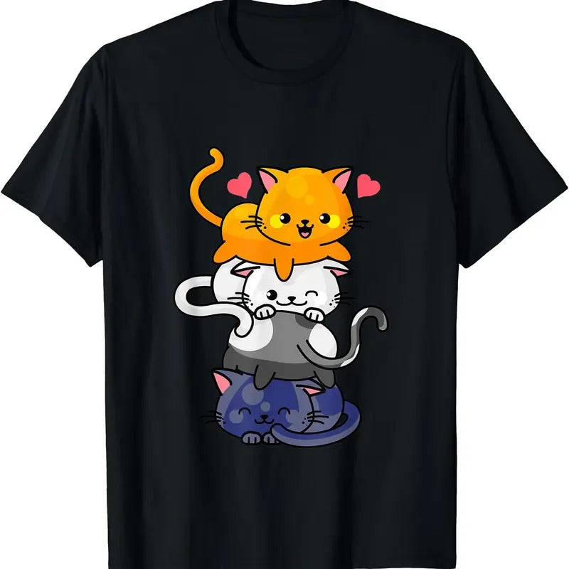 Cute Cat For Women Girls Kitty Pile Cats Anime Kawaii Neko TShirt Hoodie, Sweatshirt | WearSparks.com