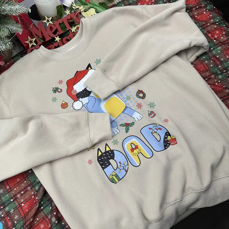 Cute Christmas Dad Crewneck Sweatshirt, Christmas Family Matching Shirt, Christmas 2024 Gifts Hoodie | WearSparks.com