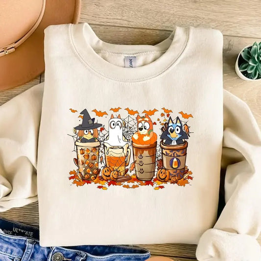Cute Dog Halloween Coffee Cup Shirt Cute Dog Halloween Shirt Halloween Vibes Shirt Cute Dog And Friends Shirt Halloween...