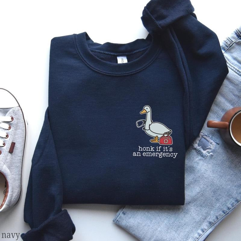 Cute EMT Sweatshirt, Funny Silly Goose Nurse Crewneck, Emergency Nurse Sweatshirt, EMT Gifts, ER Nurse Sweater, Medical...