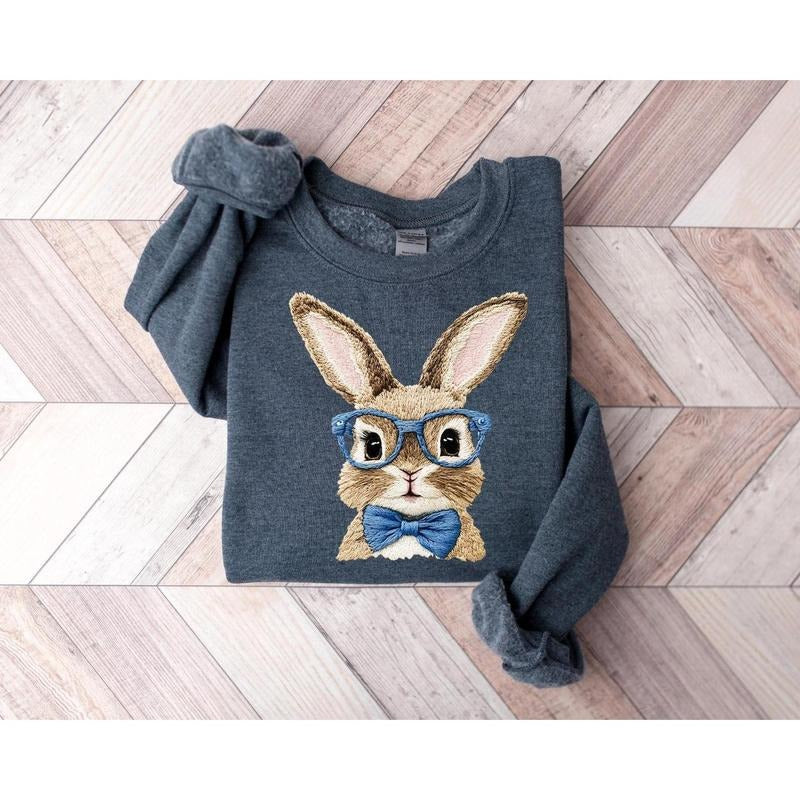 Cute Easter Bunny Sweatshirt, Easter Rabbit T-Shirt, Easter Bunny Hoodie, Easter Gift for Mom, Kids Easter Sweatshirt,...