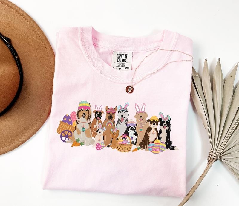 Cute Easter Dogs Shirt, Easter Dogs Shirt, Womens Dog Lover Easter Gift, Funny Easter Graphic Tee, Dog Mom Easter Gift,...