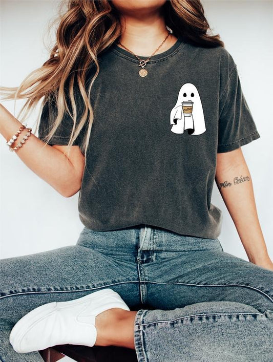 Cute Ghost Coffee Halloween T-Shirt, Spooky Season, Funny Halloween Shirt, Fall Coffee Lover, Retro Fall Shirt, Ghost...