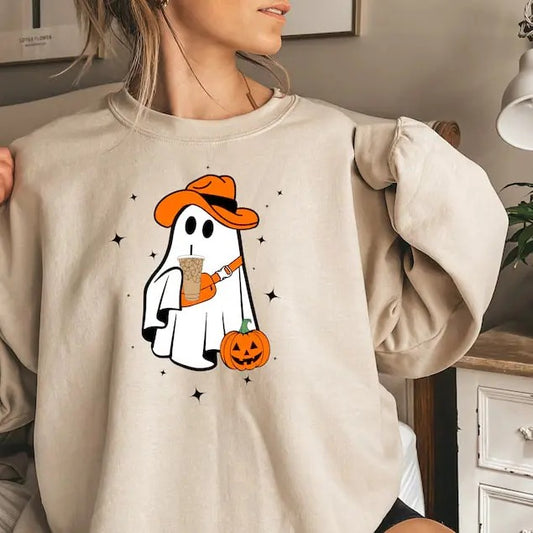 Cute Ghost Coffee Sweatshirt, Сute Little Ghost Iced Coffee t-shirt, Boo Ghost Shirt, Ghost Coffee Shirt, Halloween...