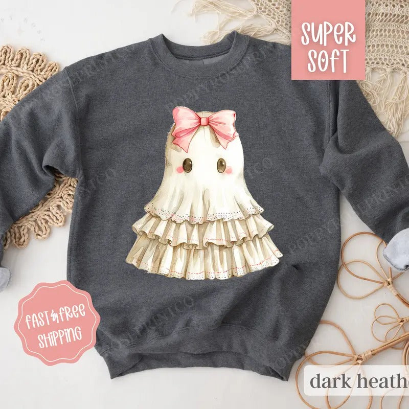 Cute Ghost Sweatshirt, Fall Crewneck, Womens Sweatshirt, Halloween Sweater cute ghoststyle{n002}2 T-Shirts, Hoodie