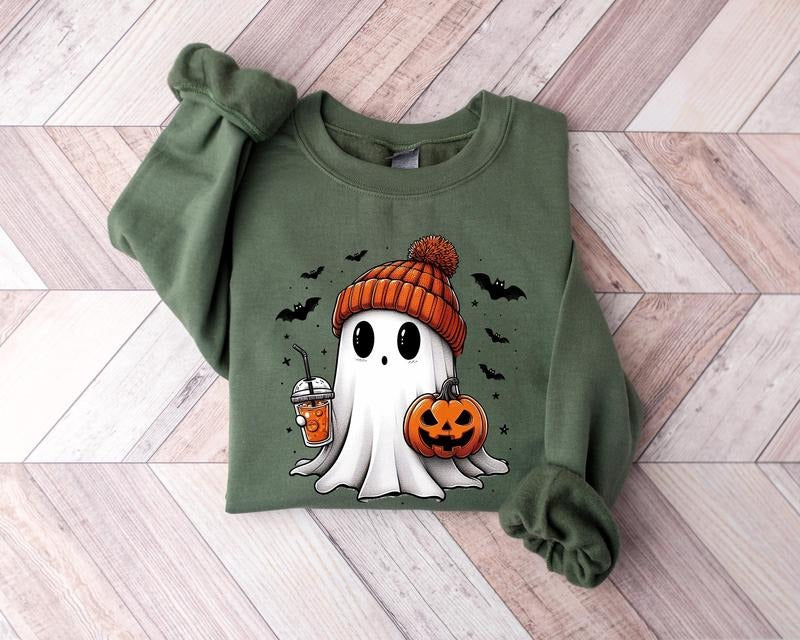 Cute Ghost Sweatshirt, Ghost Pumpkin Sweater, Ghost Shirt, Funny Spooky Sweatshirt, Halloween Ghost Sweatshirt, Spooky...