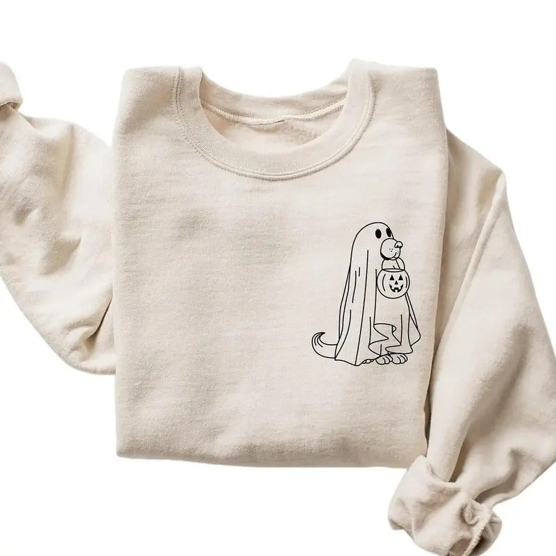 Cute Halloween Dog Sweatshirt, Ghost Dog Shirt, Happy Halloween 2024, Halloween Dog Lovers Tshirt, Halloween Gifts Hoodie