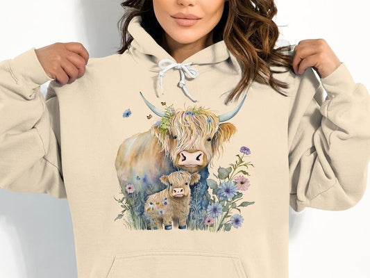 Cute Highland Cow T Shirt Hoodie Sweater Highland Cow Shirt Western Sweatshirt Cute Cow Shirt Cow Gift For Her Farmer...