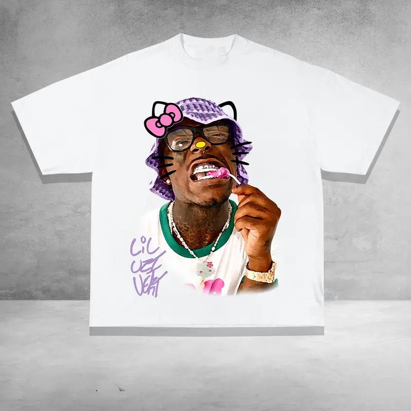 Cute L U.zii Kitty Pink Tee – Must-Have Vintage Look Hoodie, Sweatshirt | WearSparks.com