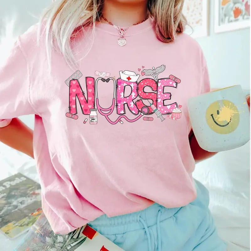 Cute Nurse Valentine T-shirt, Valentine Nursing Shirt, RN Tee, Nursing Student Shirt, Nurse Gift Hoodie, Sweatshirt