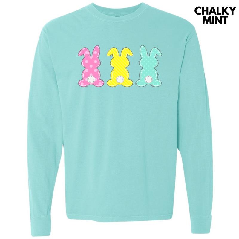 Cute Pattern Bunny Trio Long Sleeve Comfort Colors T-Shirt 'NLB' Hoodie, Sweatshirt | WearSparks.com