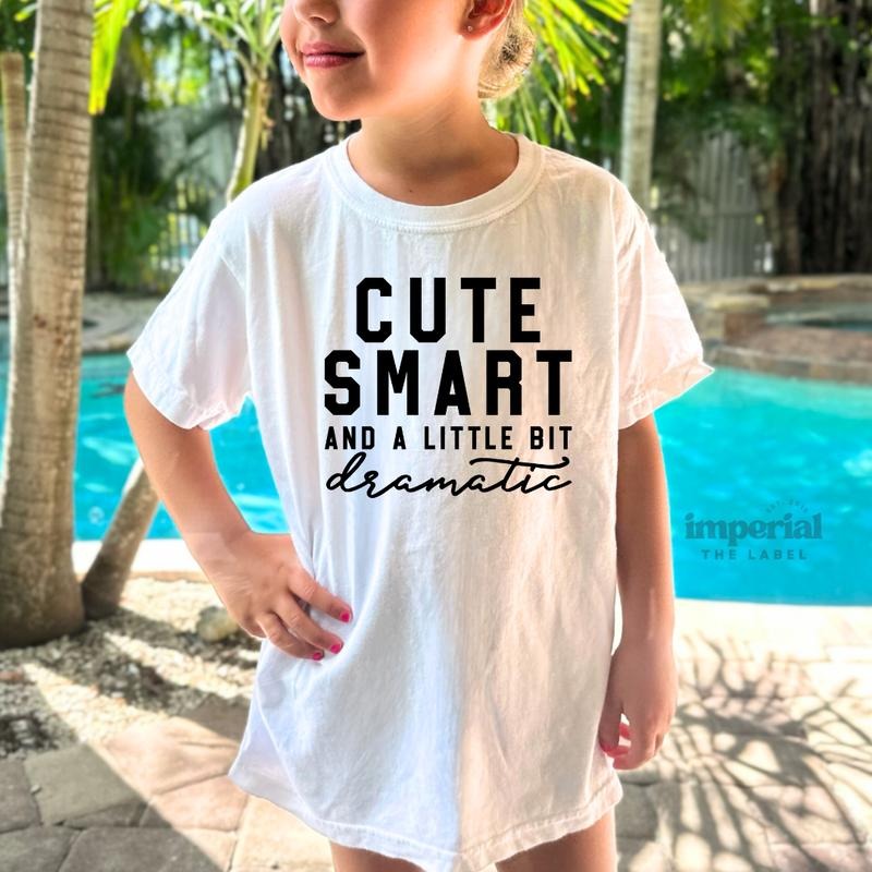 Cute Smart and a Little Dramatic Youth Sweatshirt and Kid's Comfort Colors T-Shirt, Funny Girl Crewneck, Sassy Youth...