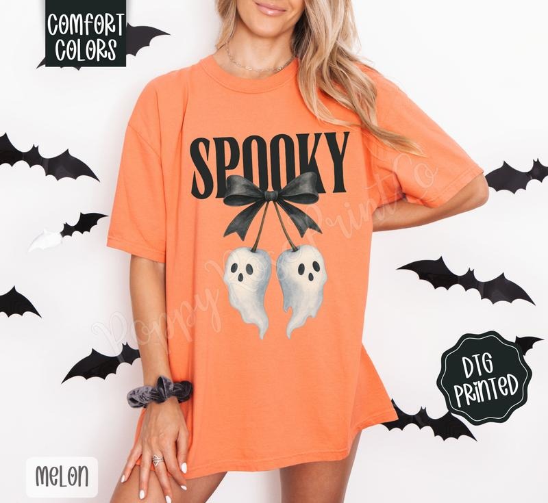 Cute Spooky Ghost Shirt Comfort Colors, Trendy Halloween Tshirt Hoodie, Sweatshirt | WearSparks.com