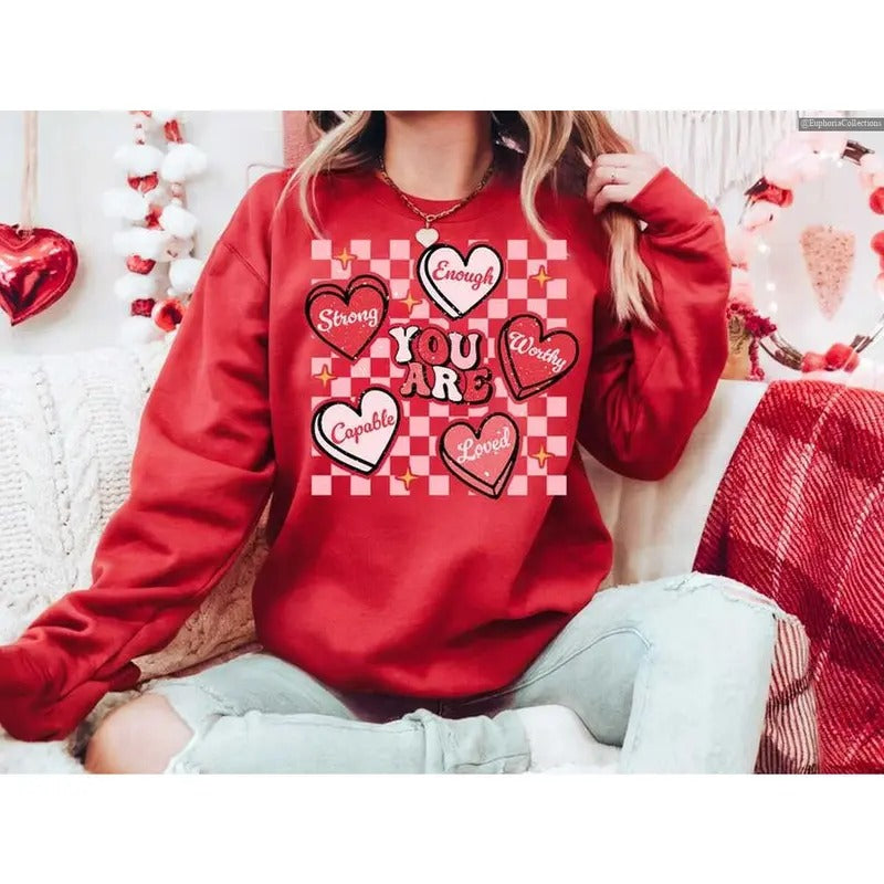 Cute Teacher Valentine Sweater Hoodie T-Shirt, Retro Heart Love Day Sweatshirt, Back to School, Teaching Love Shirt ,...