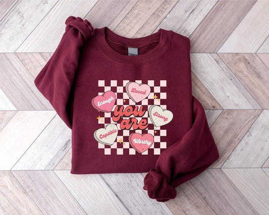 Cute Teacher Valentine Sweatshirt, Retro Heart Sweatshirt, Women's Valentines Day Sweatshirt, Love Valentine funny  ...