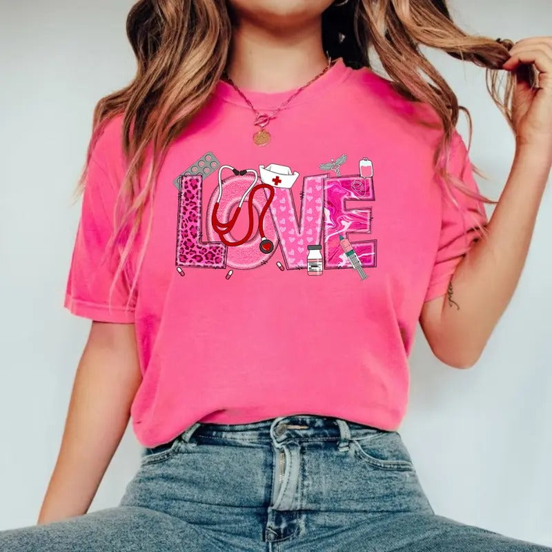 Cute Valentine Nurse T-shirt, Valentine Nursing Shirt, Nursing Student Tee, RN Shirt, Nurse Gift Hoodie, Sweatshirt