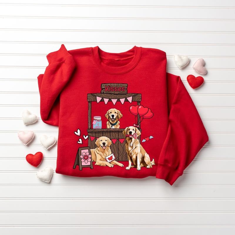 Cute Valentines Sweatshirt, Golden Retriever Valentines Day, Valentines Day Gift, Dog Valentine Day Shirt, Valentines...