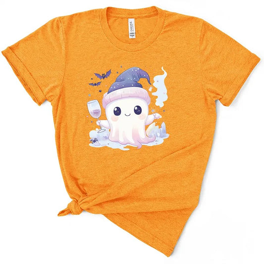 Cute Wine Drinking Ghost Halloween TShirt Casual Comfort Hoodie, Sweatshirt | WearSparks.com