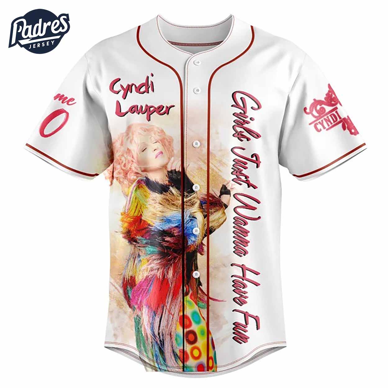 Cyndi Lauper Baseball Jersey Outfit - Music Merch - Padres Jersey Oasis: Elevate Your Baseball Style Game... (Image 3)