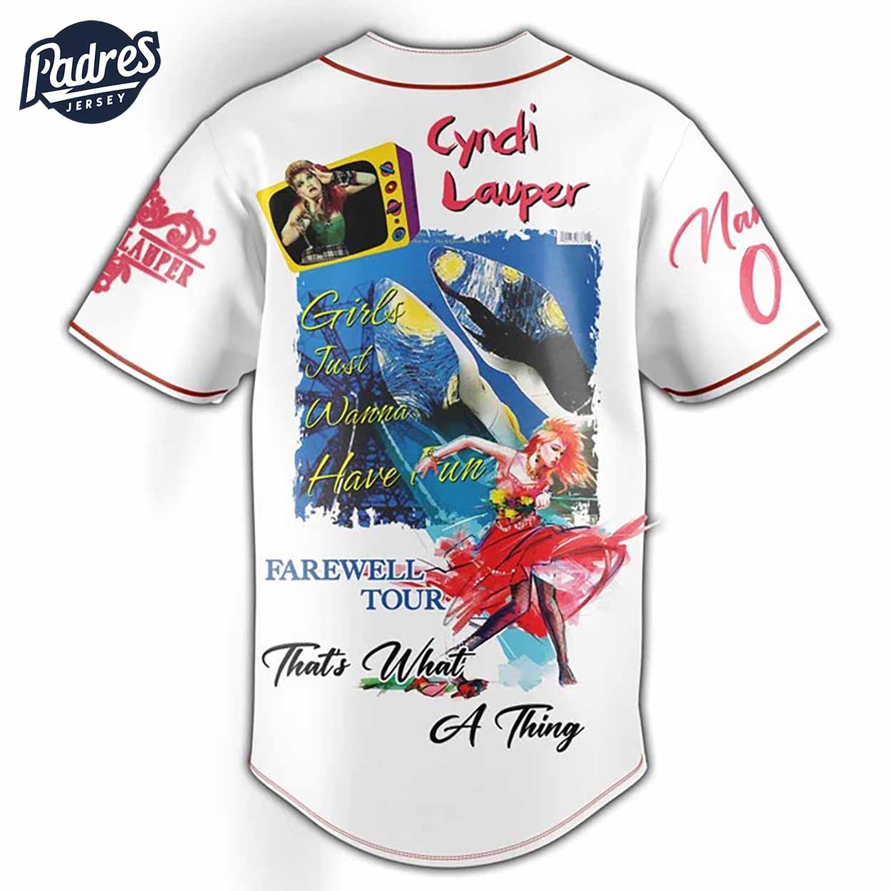 Cyndi Lauper Baseball Jersey Outfit - Music Merch - Padres Jersey Oasis: Elevate Your Baseball Style Game... (Image 4)
