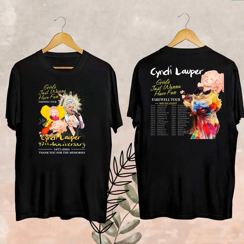Cyndi Lauper Girl Just Wanna Have Fun Farewell Tour 2024 T-Shirt, Cyndi Lauper Fan Gifts, Cyndi Lauper 2024 Concert,...