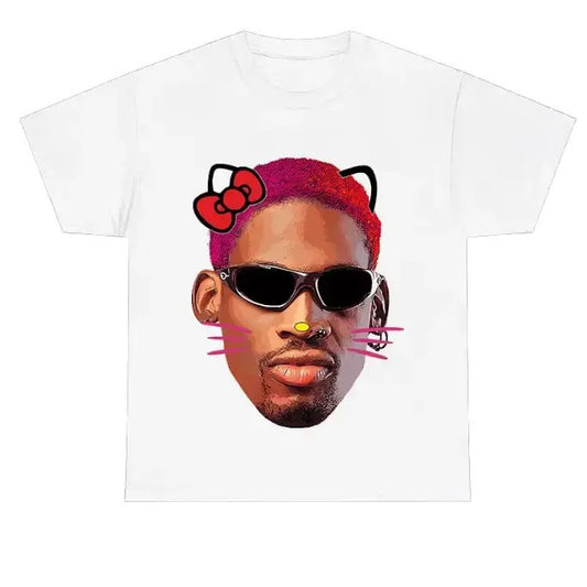 D.Rodman Pink Kitty Graphic Tee Cotton Fabric Hoodie, Sweatshirt | WearSparks.com
