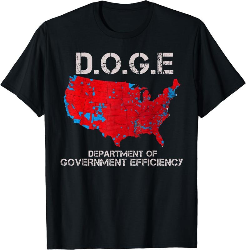 D.O.G.E DOGE Department Of Government Efficiency Election Map 2025 T-Shirt | Unisex Cotton Tee, Short Sleeve, Crewneck,...