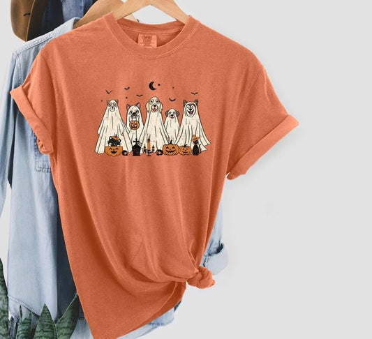 Сute Ghost Dog T-shirt, Ghost Dog Tee, Dog Lovers Tshirt, Halloween Cute Shirt, Halloween Dog T-shirt, Spooky Season Gift...