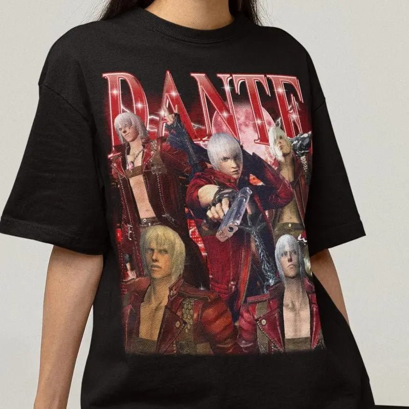 DMC Hunter Dante Gaming Retro Bootleg T-Shirt, Japanese Videogame Husbando Shirt, Game Shirt, Gift for Anime Fans Hoodie,...