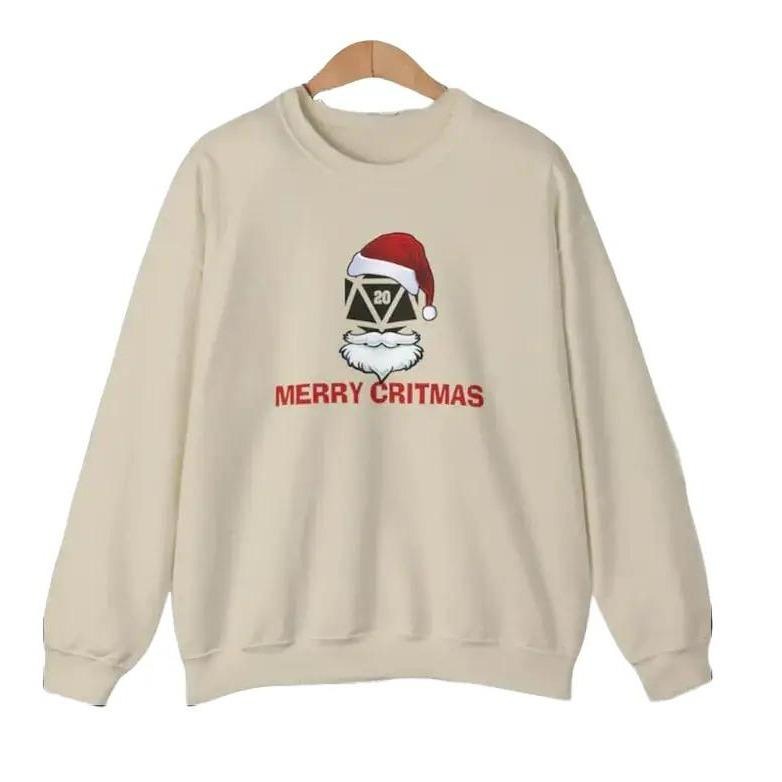 DND Merry Critmas Sweatshirt, Dungeons and Dragons Christmas Sweatshirt, Party Sweatshirt, DnD Fans, D20 Christmas, RPG,...