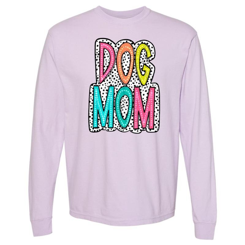 DOG MOM Neon Spotted LONG SLEEVE Comfort Colors T-Shirt Hoodie, Sweatshirt | WearSparks.com