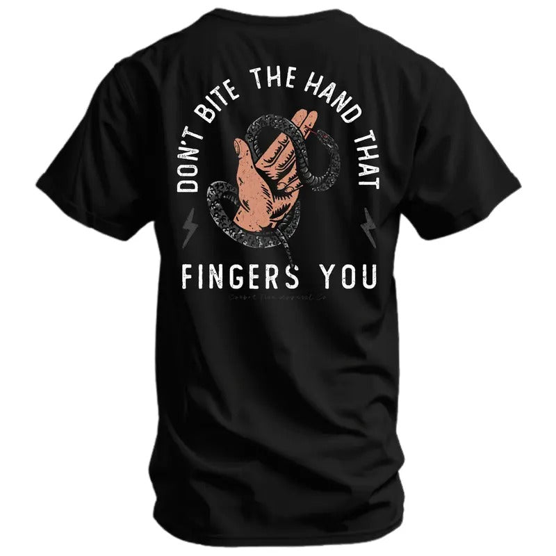 DON'T BITE THE HAND THAT FINGERS YOU MEN'S Top T-SHIRT Hoodie, Sweatshirt | WearSparks.com