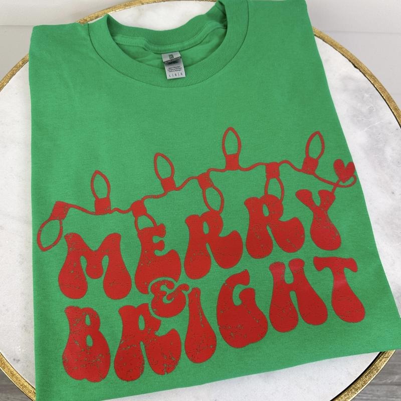 DOORBUSTER - Merry& Bright Christmas Lights T-Shirt *Final Sale* Hoodie, Sweatshirt | WearSparks.com