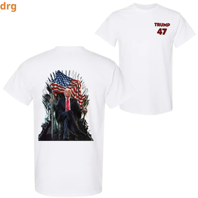 DRG Trummp 47 Iron Throne T-Shirt, Patriotic Graphic Tee, Unisex Casual Top for Trummp Supporters Hoodie, Sweatshirt