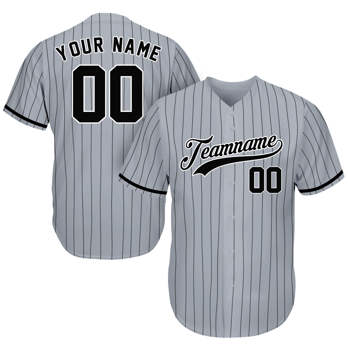 Custom Jersey Baseball - Gift Ideas For Baseball Fans - Pinstripe Gray Black - Father's Day Gifts Baseball